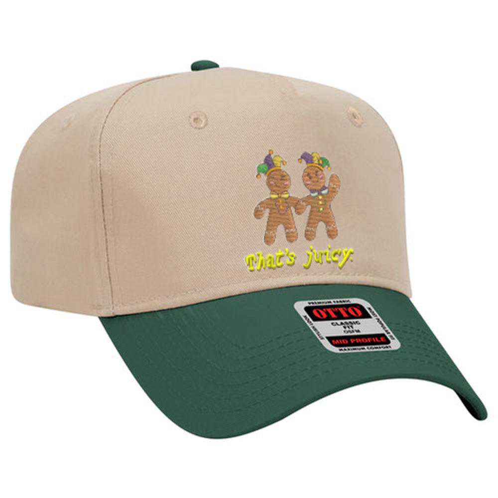 Jester Gingerbread Twins Embroidered Cap – "That's Juicy." Hunter Green/Khaki